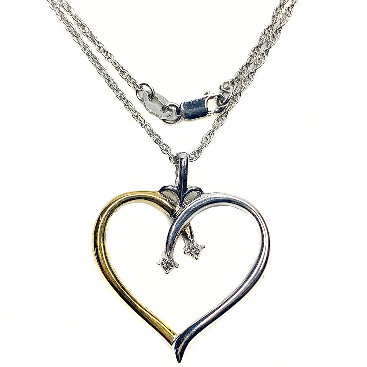 Great Lakes Boutique Silver and Gold Plated Diamond Chip Heart Necklace