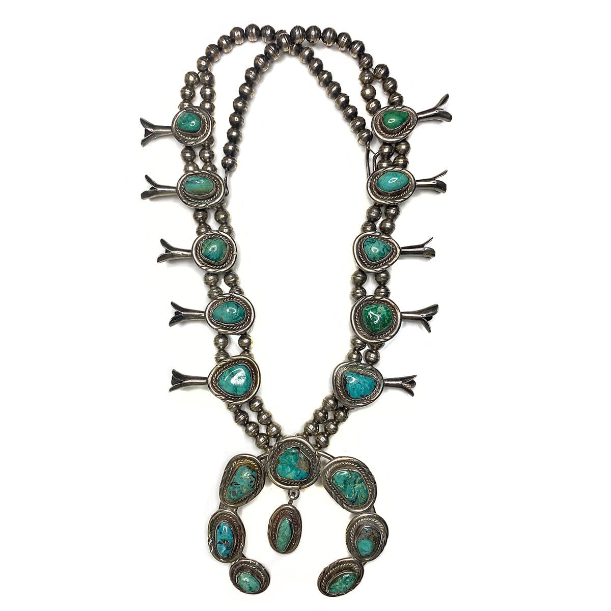 Great Lakes Boutique Silver &amp; Turquoise Squash Blossom Necklace