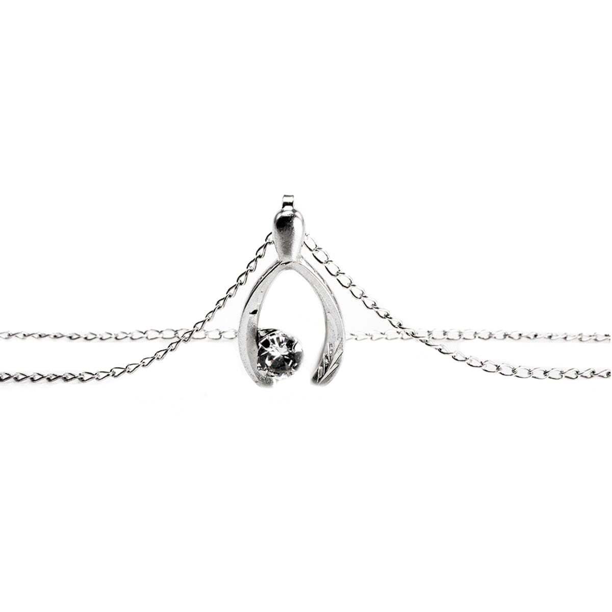 Great Lakes Boutique Silver &amp; Cubic Zirconia Wishbone Necklace