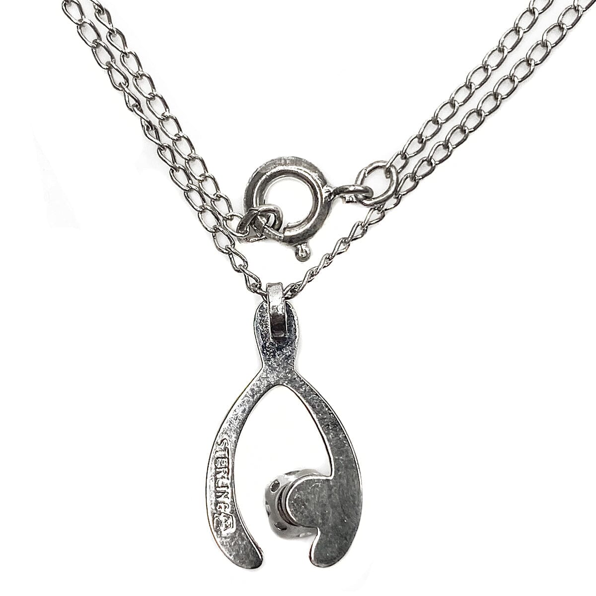 Great Lakes Boutique Silver &amp; Cubic Zirconia Wishbone Necklace