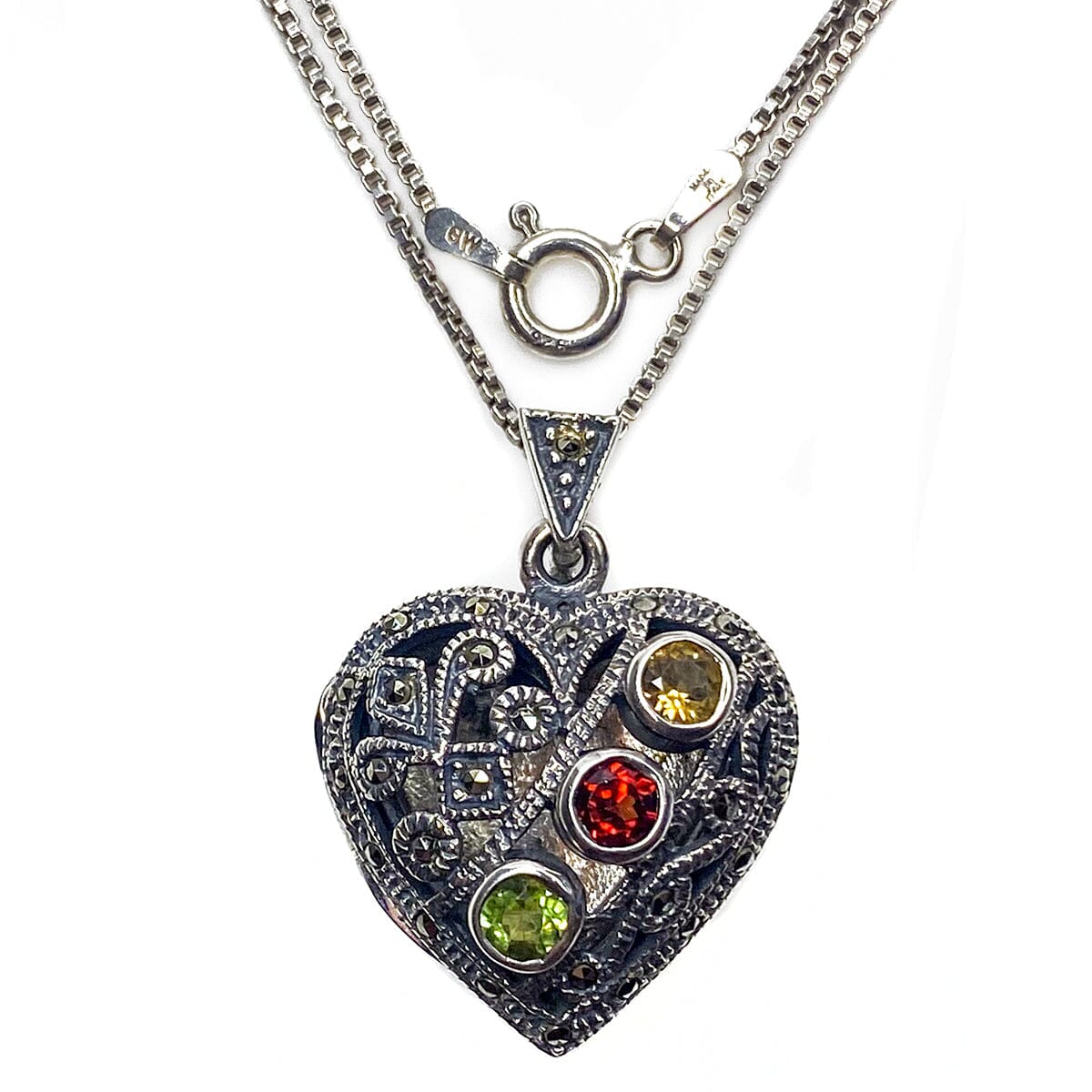 Great Lakes Boutique Silver &amp; Gemstone Heart Locket