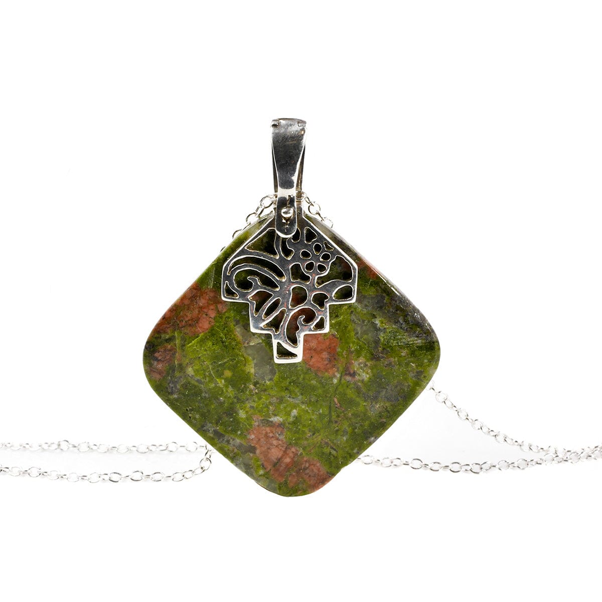 Great Lakes Boutique Silver &amp; Green Jasper Necklace