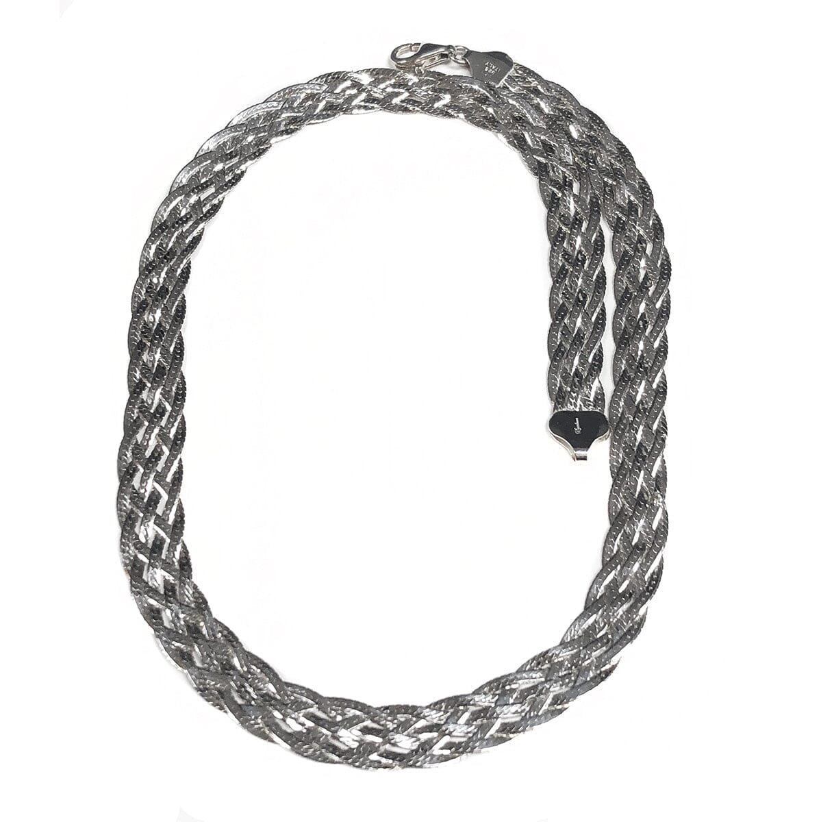 Great Lakes Boutique Braided Silver Herringbone Necklace