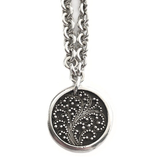 Lois Hill Silver Granulated Scroll Necklace