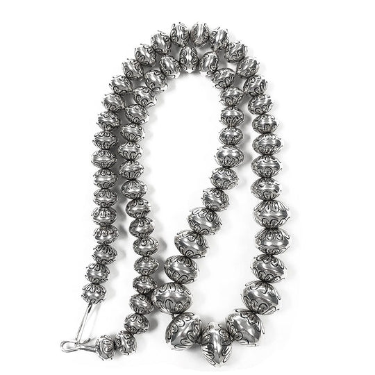 Vintage Navajo Silver Beaded Necklace