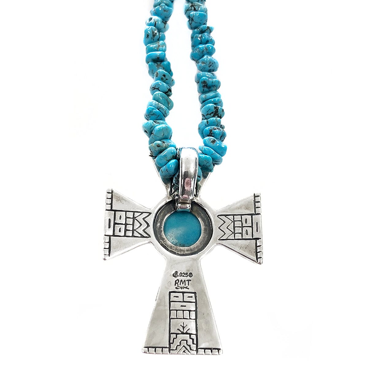 Great Lakes Coin Roderick Tenorio &amp; Carolyn Pollack RMT Silver &amp; Turquoise Cross Necklace