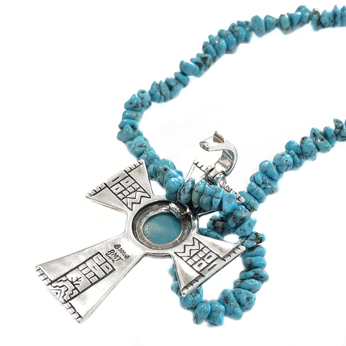 Great Lakes Coin Roderick Tenorio &amp; Carolyn Pollack RMT Silver &amp; Turquoise Cross Necklace