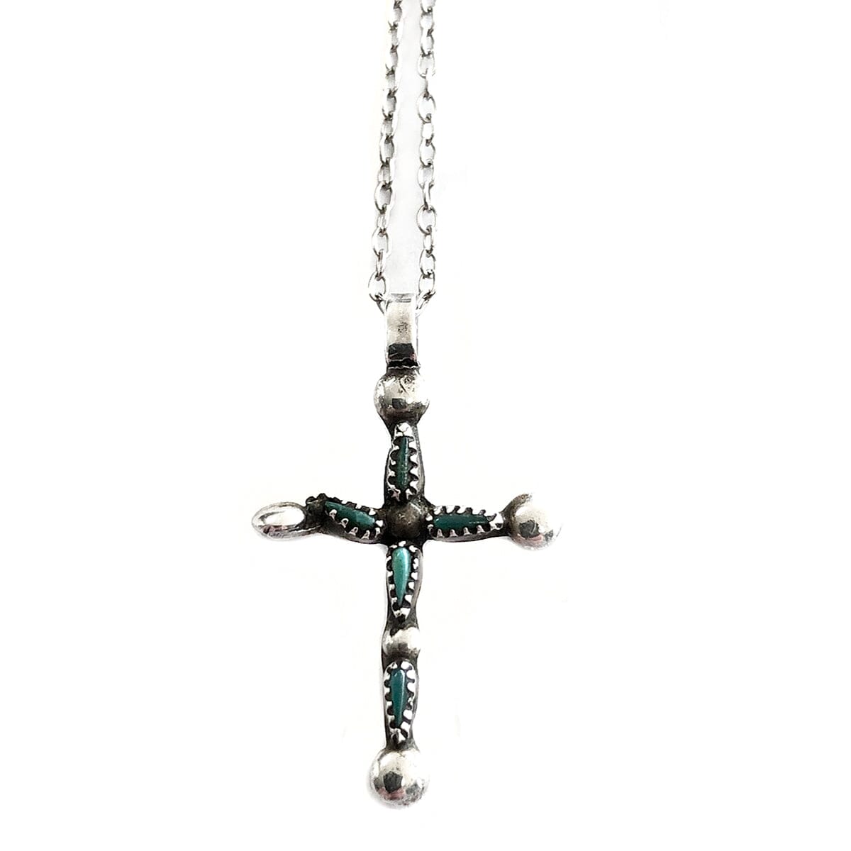 Great Lakes Coin Silver &amp; Turquoise Cross Necklace