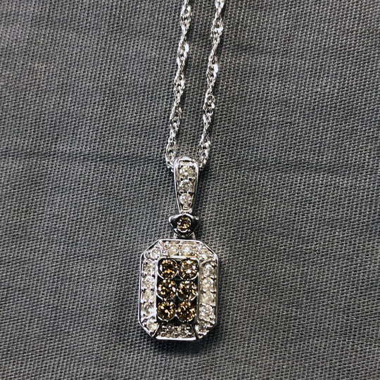 14 k White Gold Chocolate & Vanilla Diamond Necklace