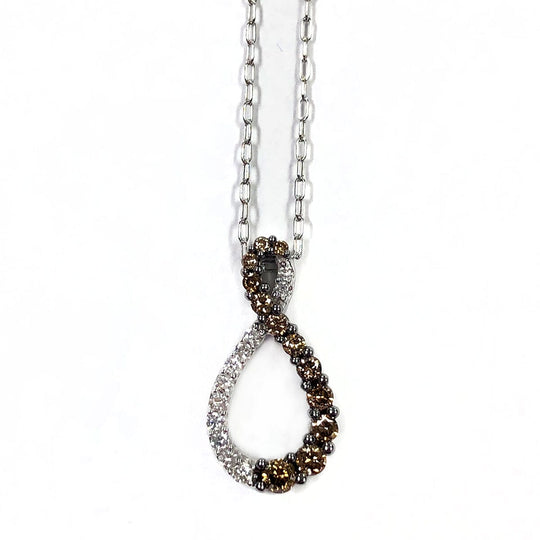 14 k White Gold Chocolate & Vanilla Diamond Necklace