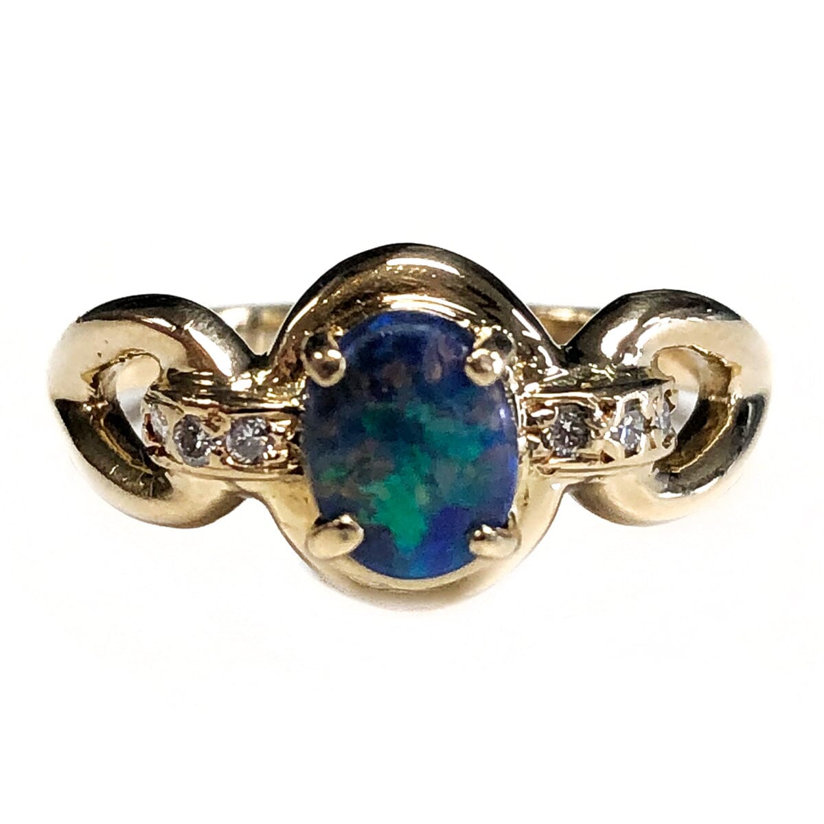 Great Lakes Coin 18 k Gold Opal &amp; Diamond Ring