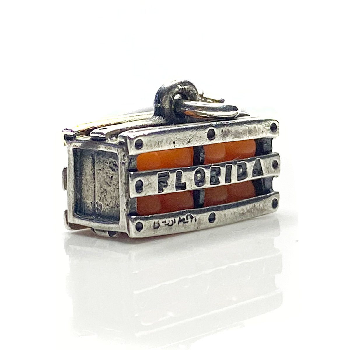 Great Lakes Boutique Silver Orange Crate Pendant / Charm