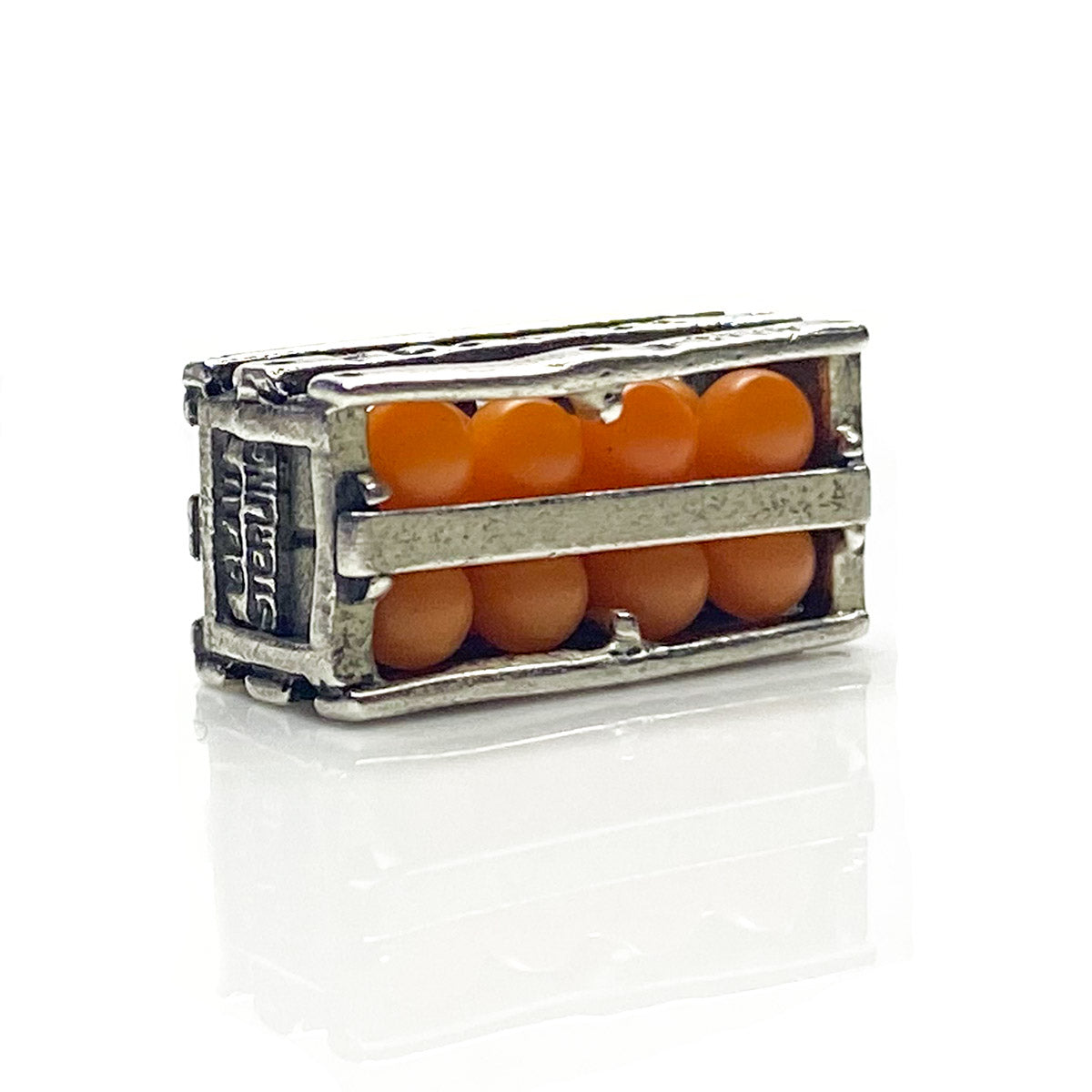 Great Lakes Boutique Silver Orange Crate Pendant / Charm