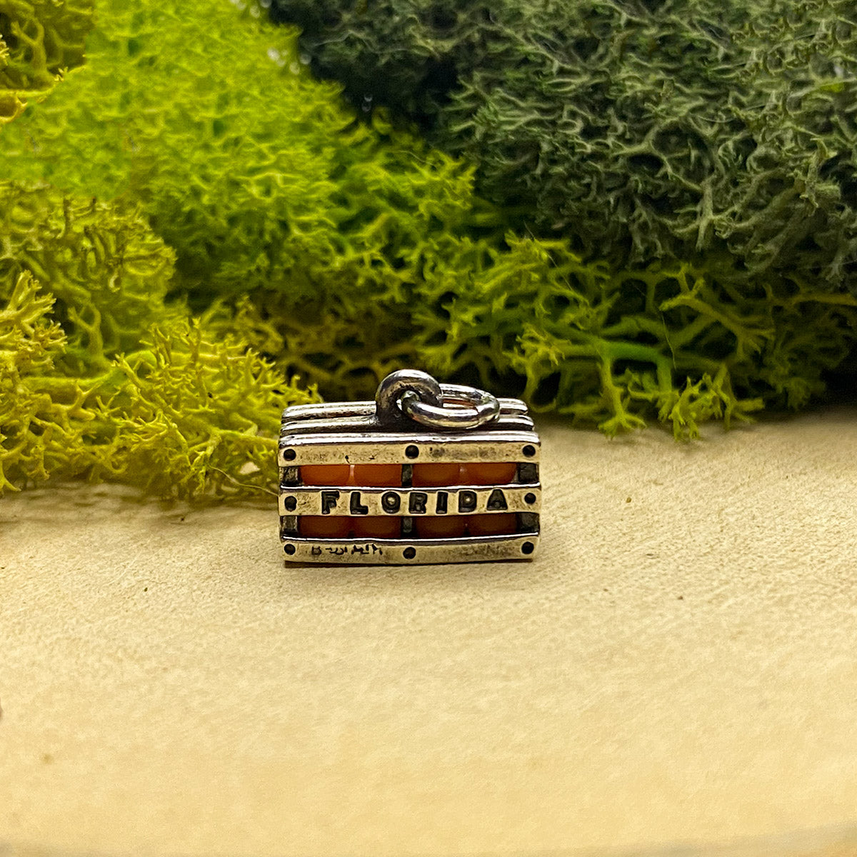 Great Lakes Boutique Silver Orange Crate Pendant / Charm