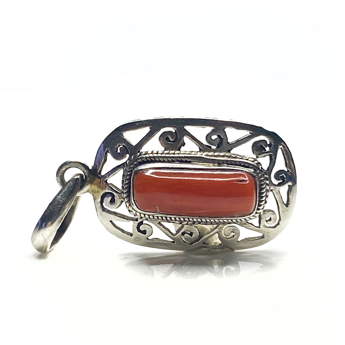 Great Lakes Boutique Silver &amp; Coral Pendant