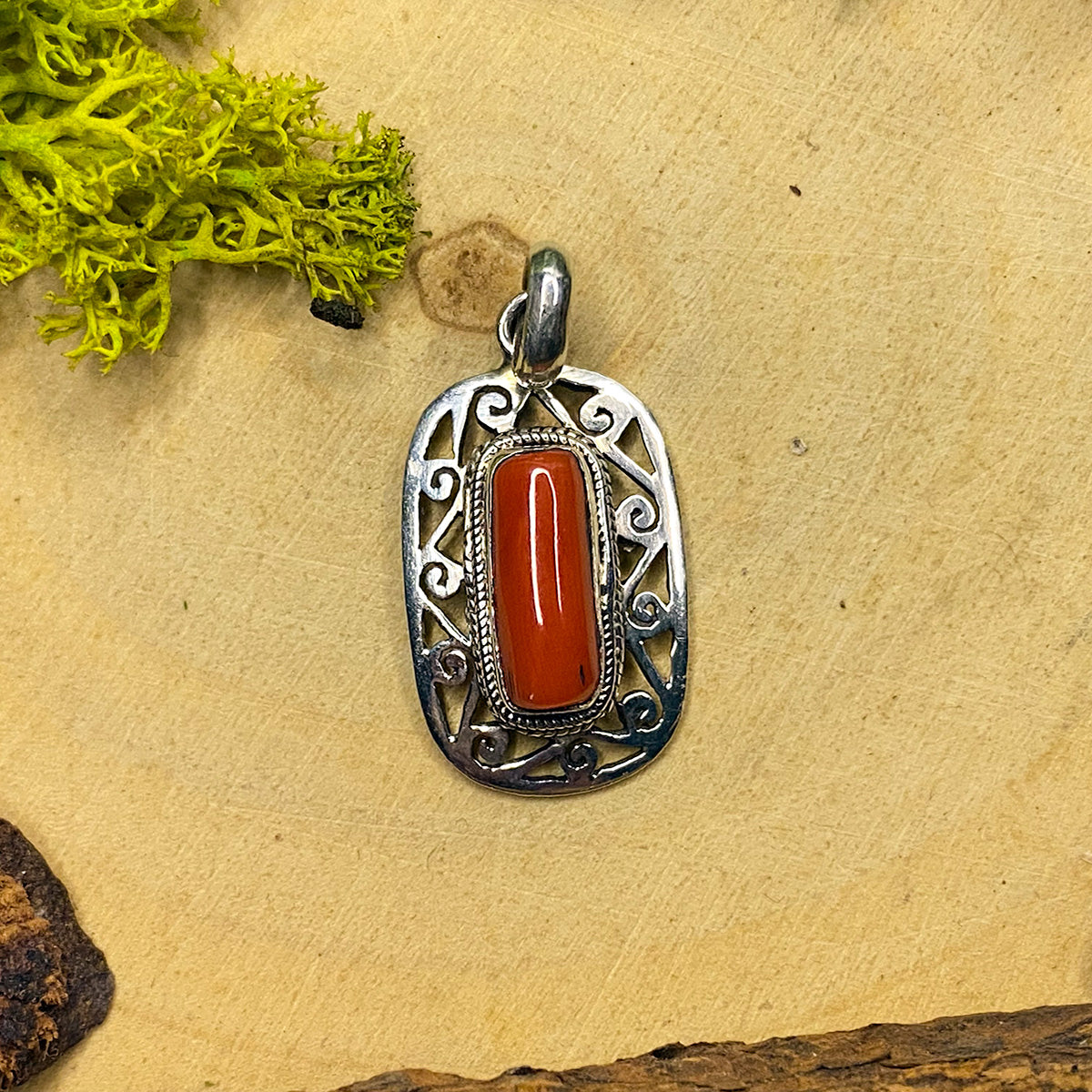 Great Lakes Boutique Silver &amp; Coral Pendant