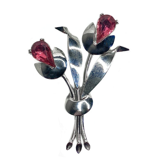 Silver Plated Flower Brooch