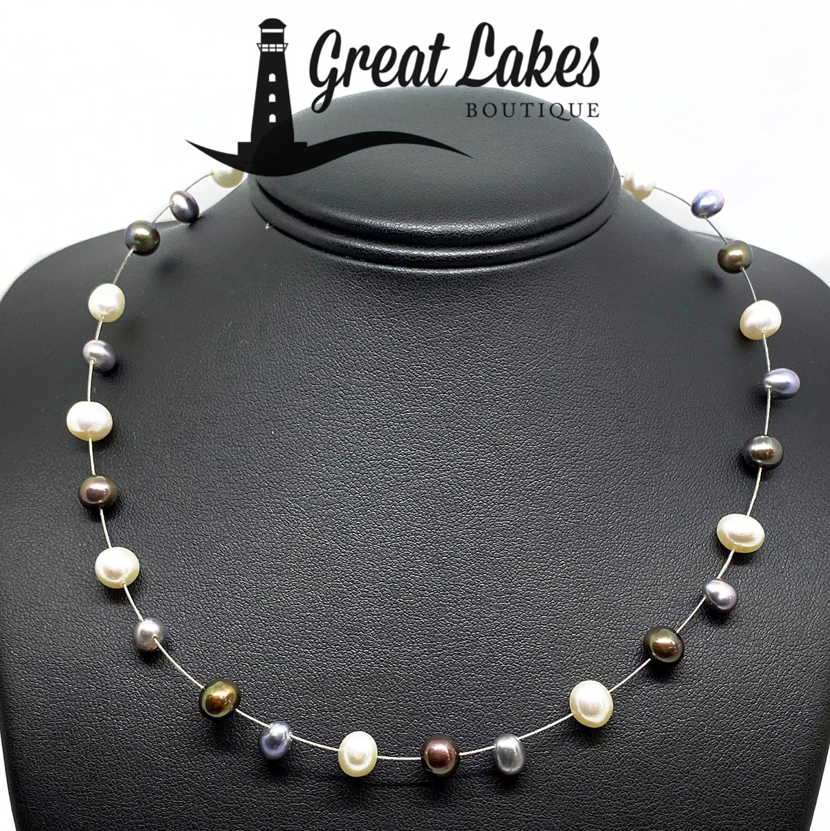 Great Lakes Boutique Sterling Silver Pearl Station Necklace