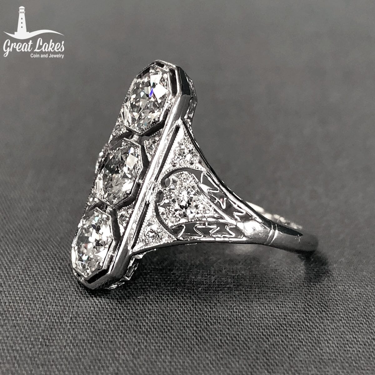 Great Lakes Coin Art Deco Platinum &amp; Diamond Ring