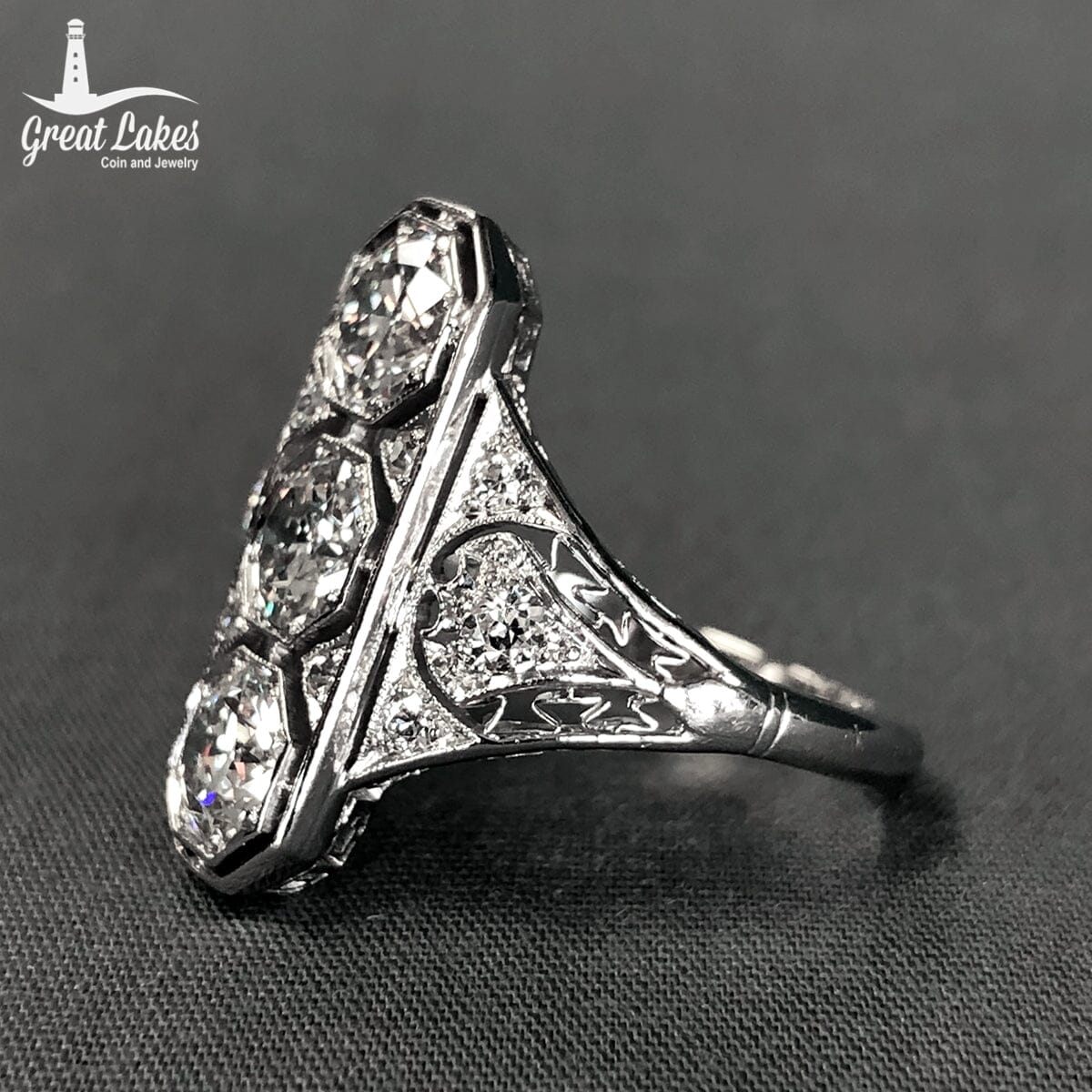 Great Lakes Coin Art Deco Platinum &amp; Diamond Ring