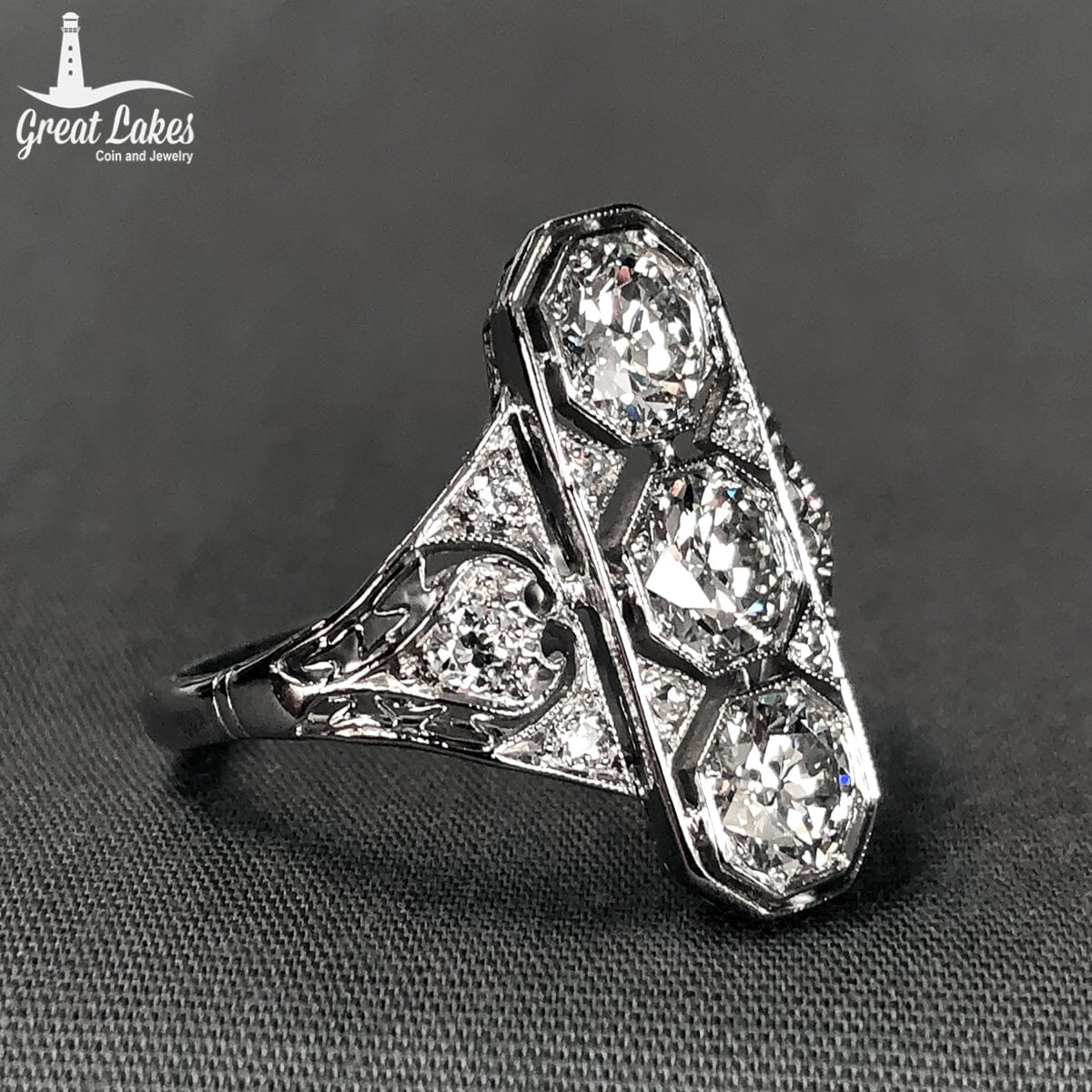 Great Lakes Coin Art Deco Platinum &amp; Diamond Ring