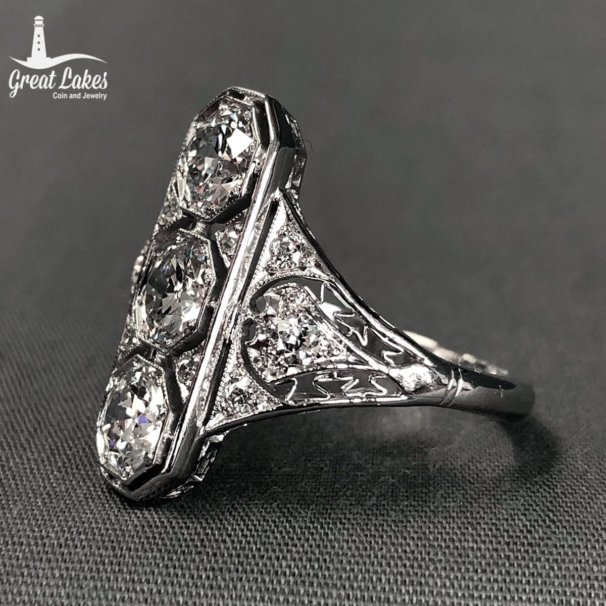 Great Lakes Coin Art Deco Platinum &amp; Diamond Ring