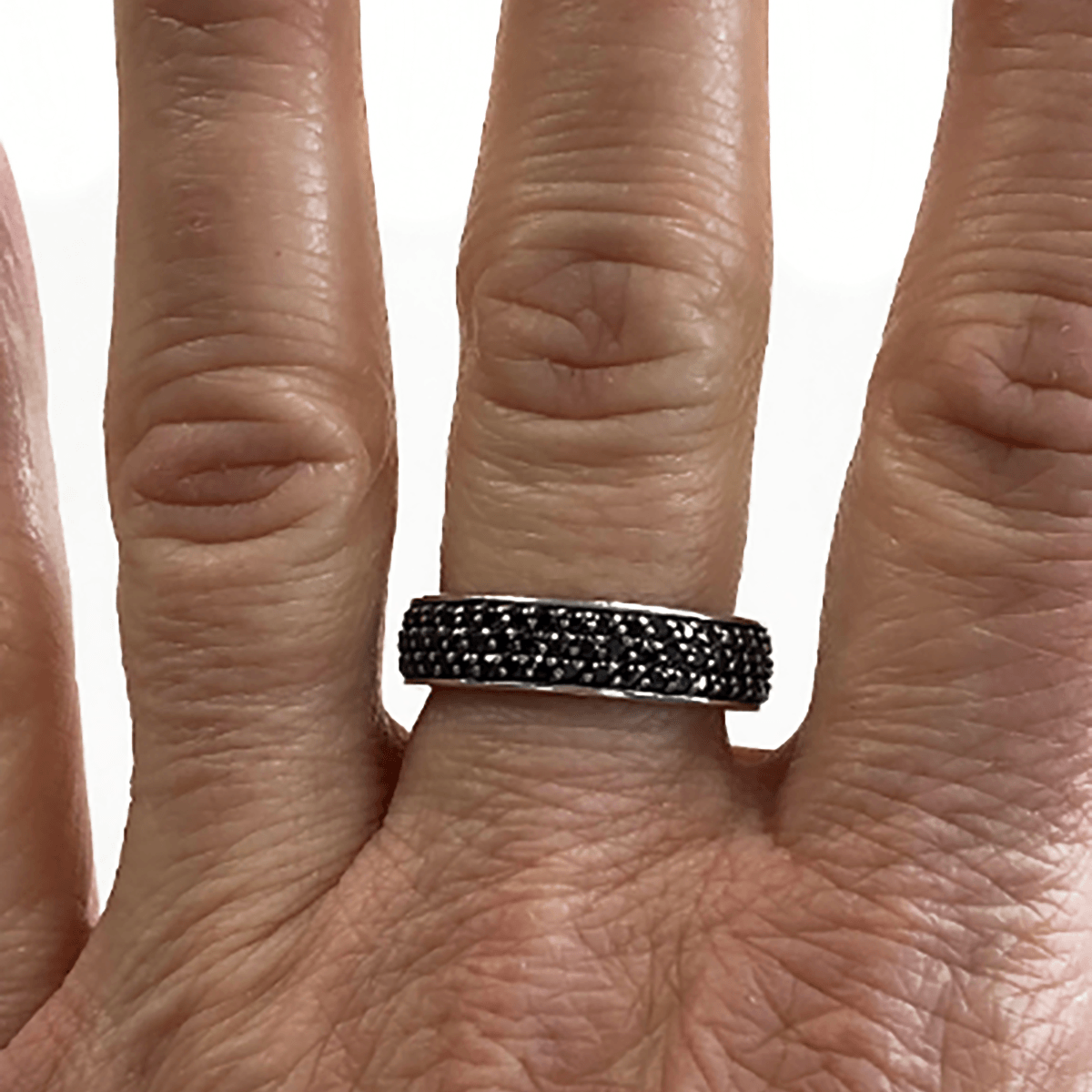 Great Lakes Boutique Silver &amp; Black Cubic Zirconia Eternity Ring