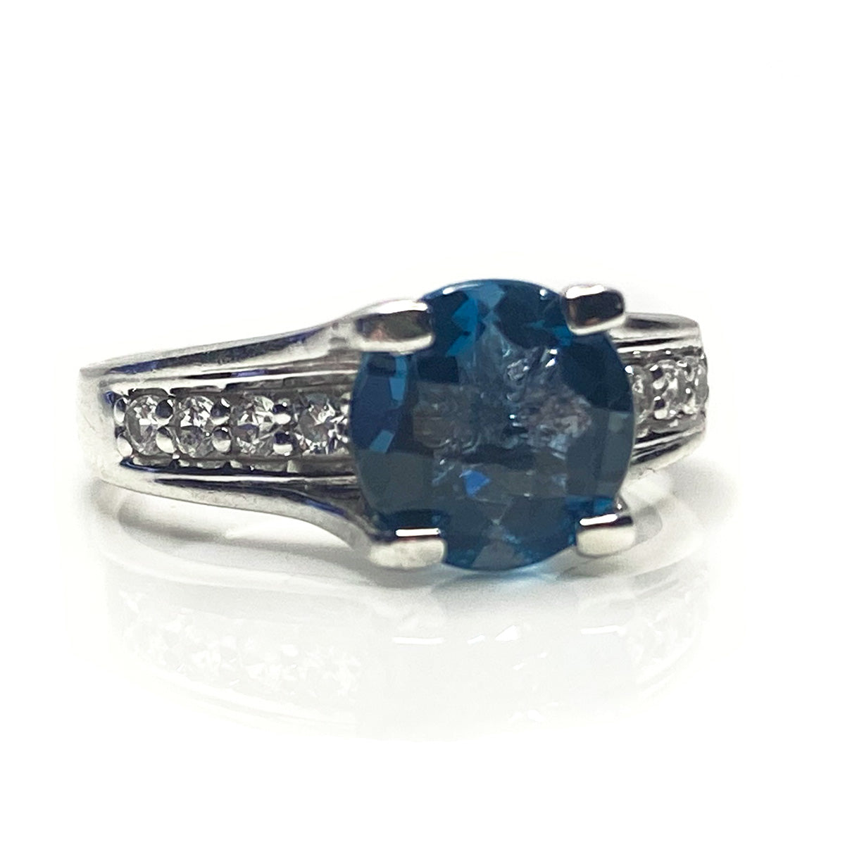 Great Lakes Boutique Silver &amp; Blue Topaz Diamond Ring