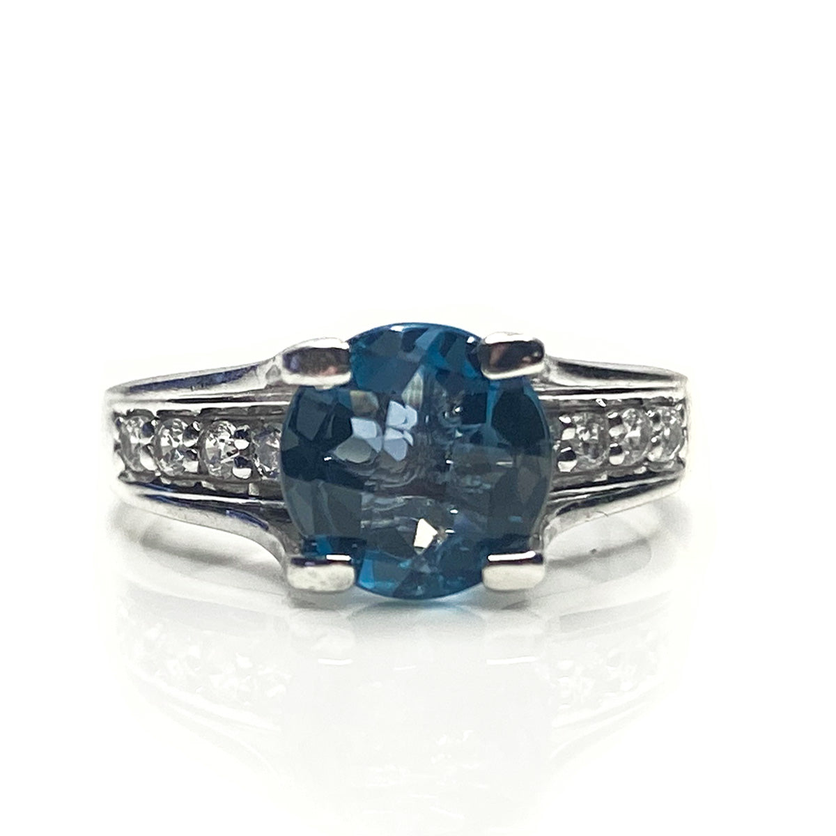 Great Lakes Boutique Silver &amp; Blue Topaz Diamond Ring
