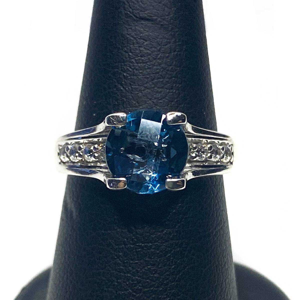 Great Lakes Boutique Silver &amp; Blue Topaz Diamond Ring