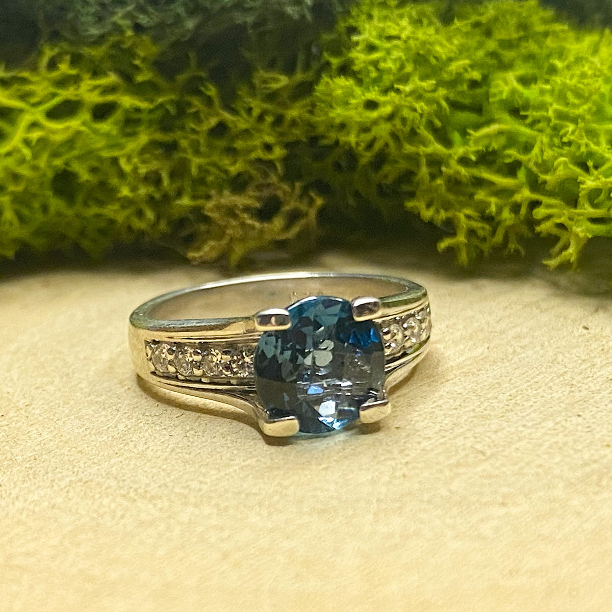 Great Lakes Boutique Silver &amp; Blue Topaz Diamond Ring