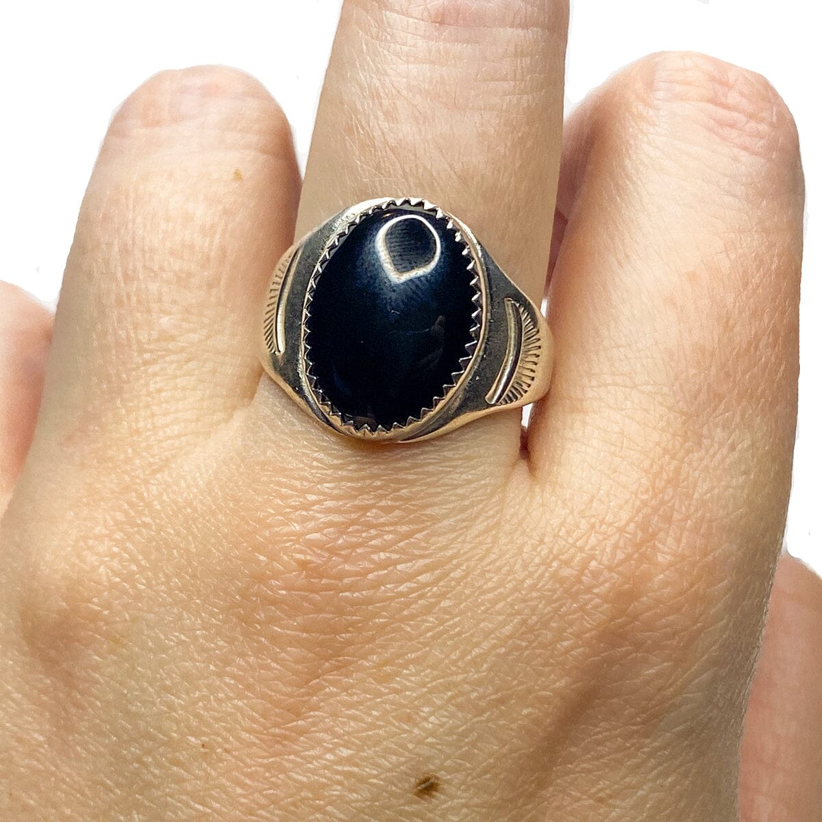 Great Lakes Boutique Native American Silver &amp; Black Onyx Ring
