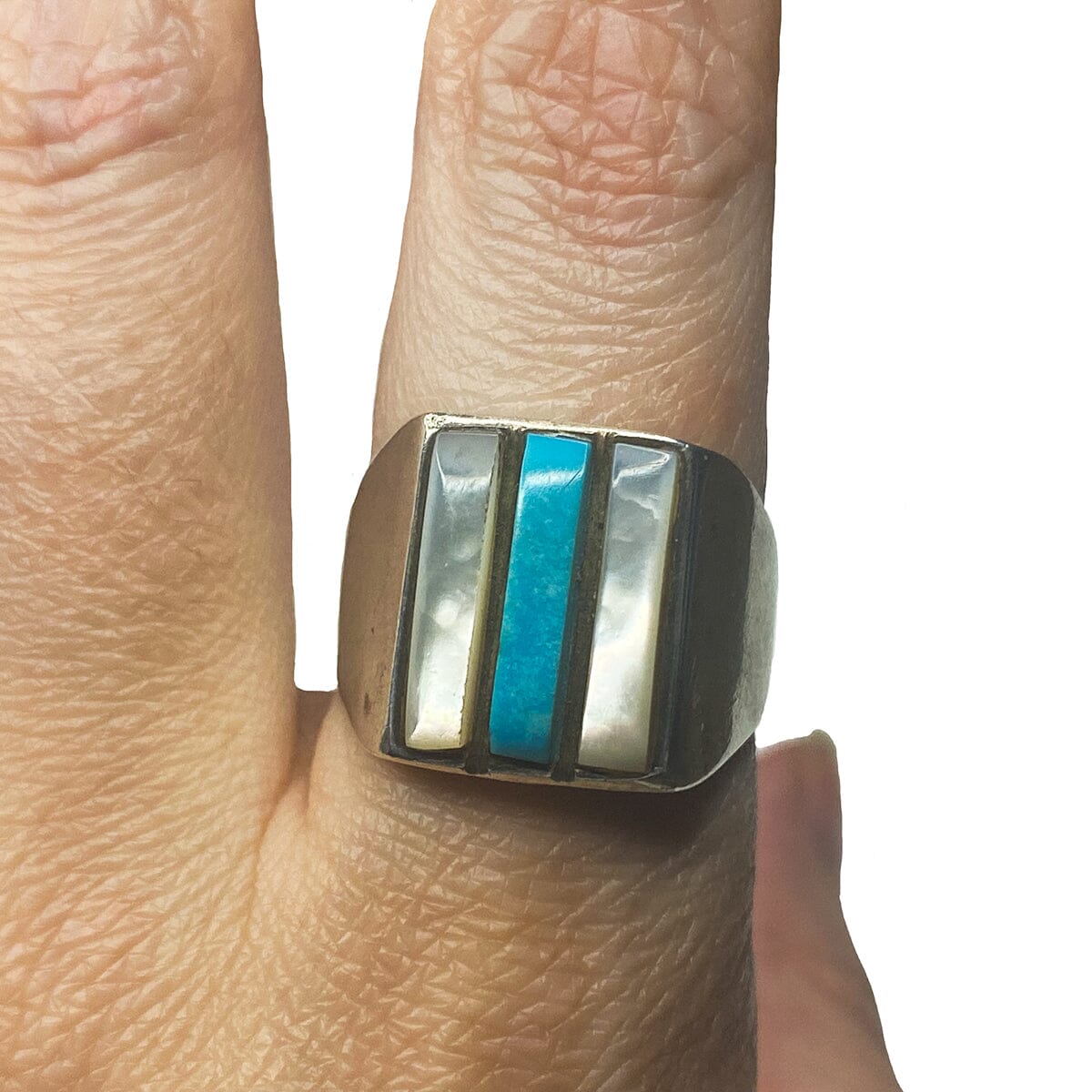 Great Lakes Boutique Silver Pearl &amp; Turquoise Native American Ring