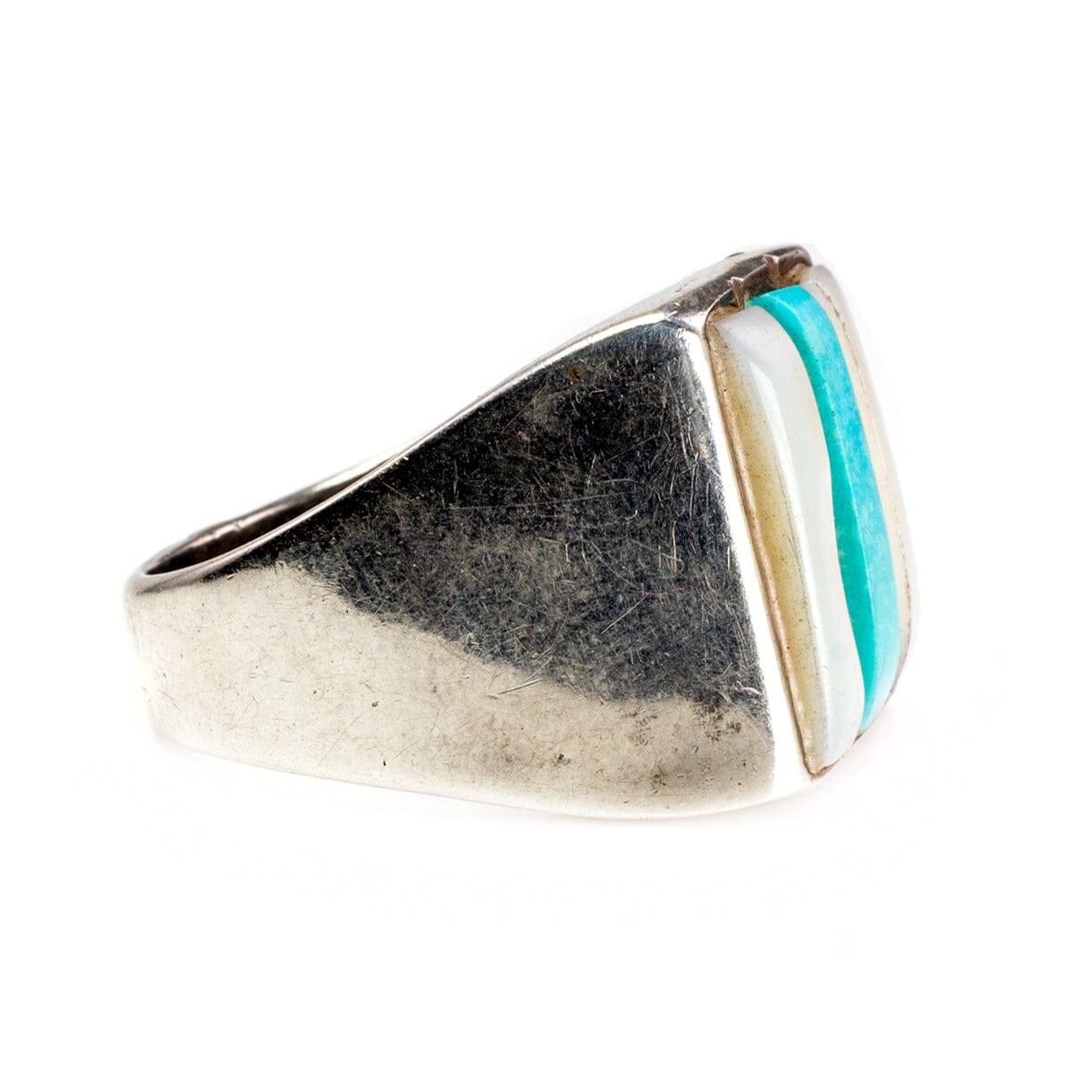 Great Lakes Boutique Silver Pearl &amp; Turquoise Native American Ring