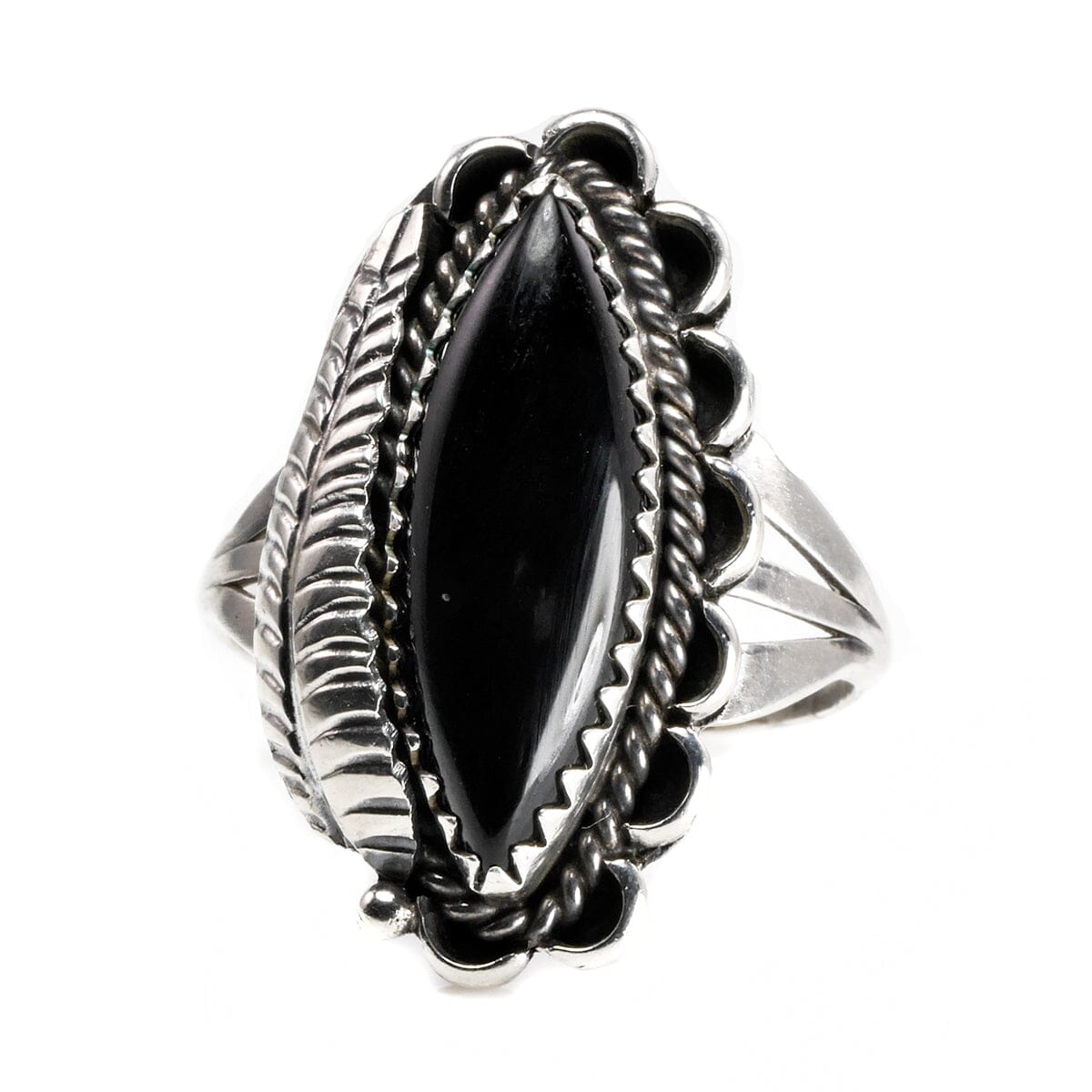 Great Lakes Boutique Silver &amp; Black Onyx Feather Ring