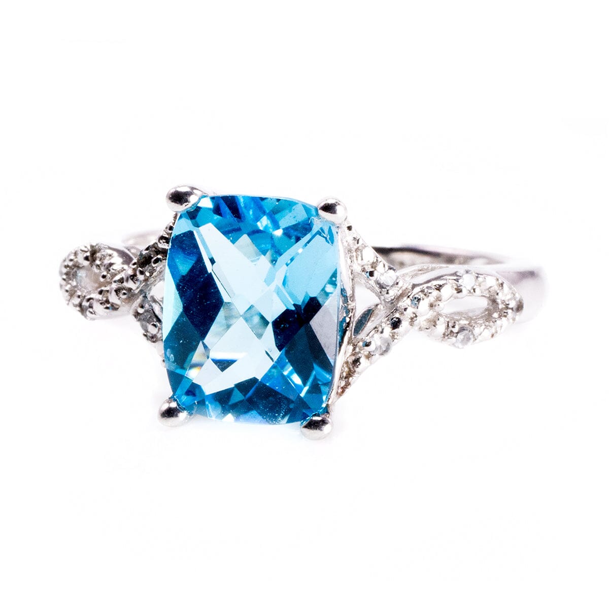 Great Lakes Boutique Silver Aquamarine &amp; Diamond Ring