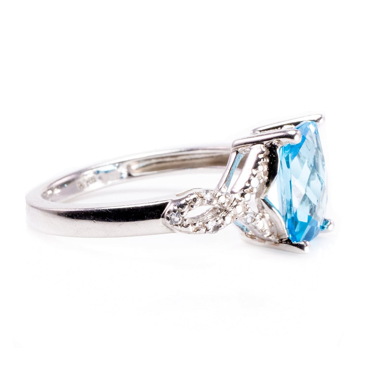 Great Lakes Boutique Silver Aquamarine &amp; Diamond Ring