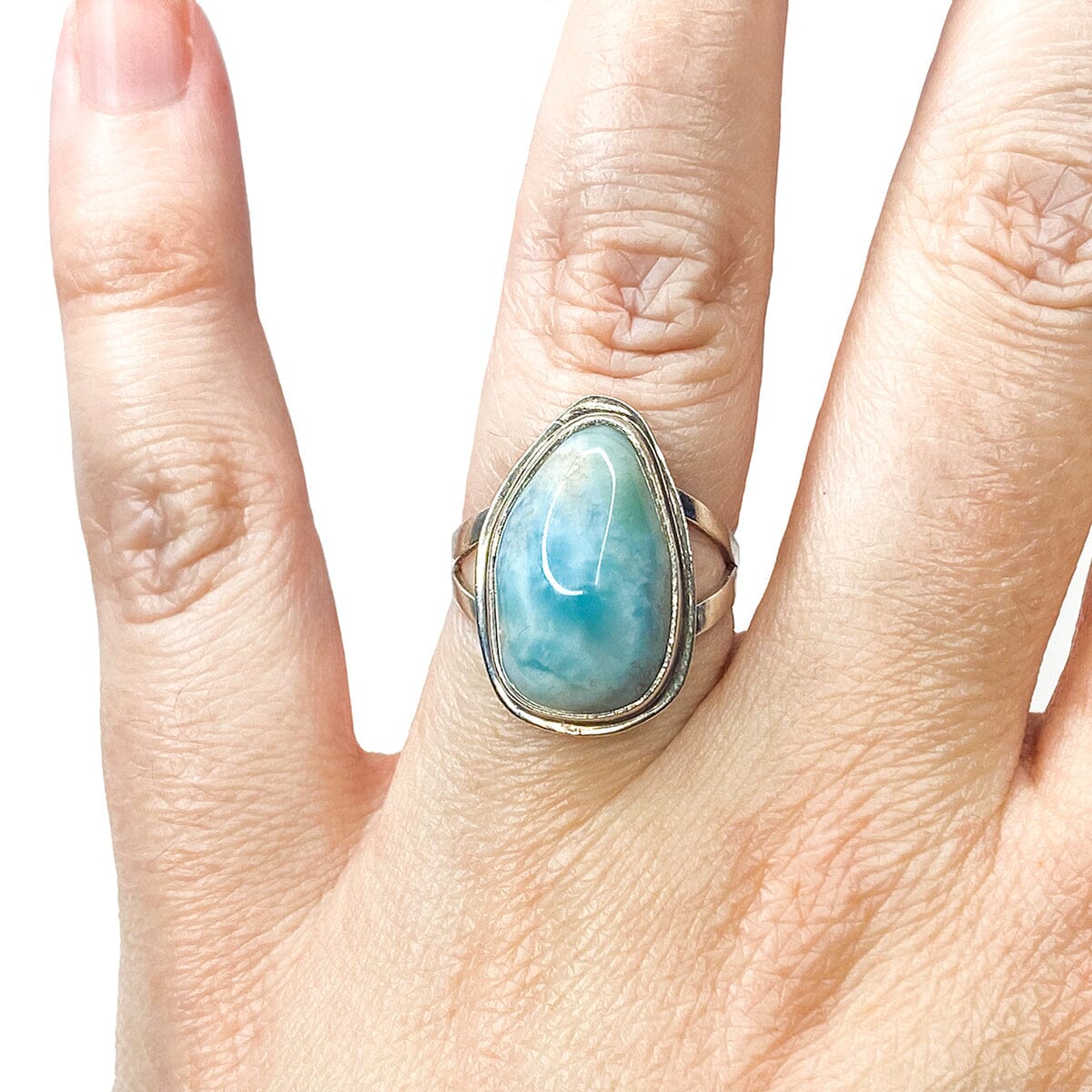 Great Lakes Boutique Handmade Silver &amp; Larimar Ring