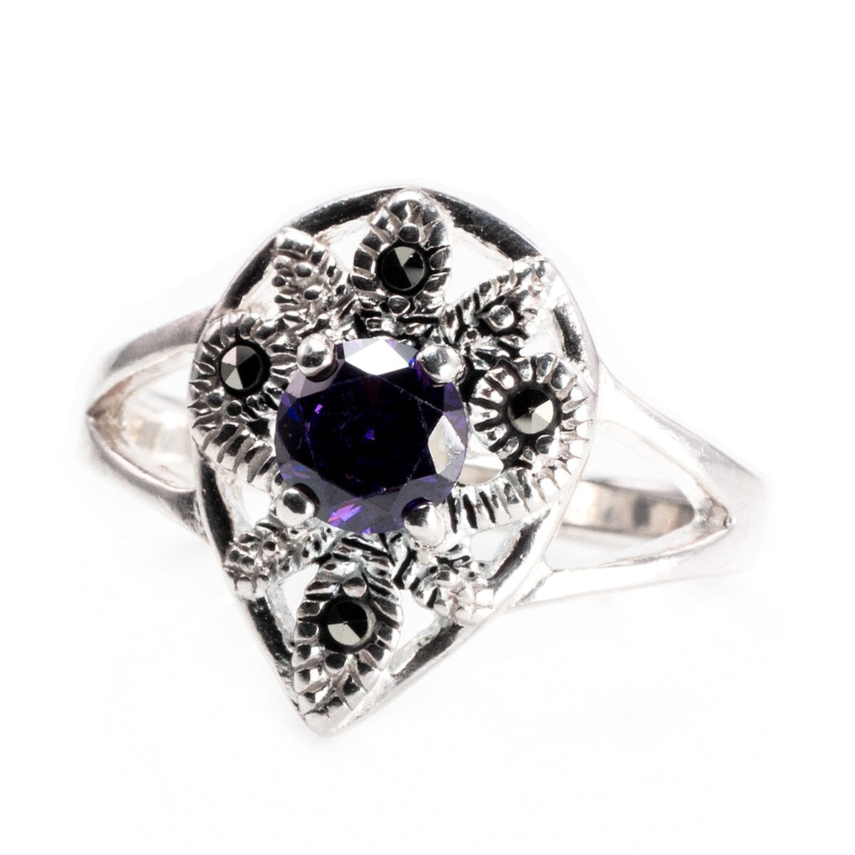 Great Lakes Boutique Silver &amp; Purple Cubic Zirconia Ring