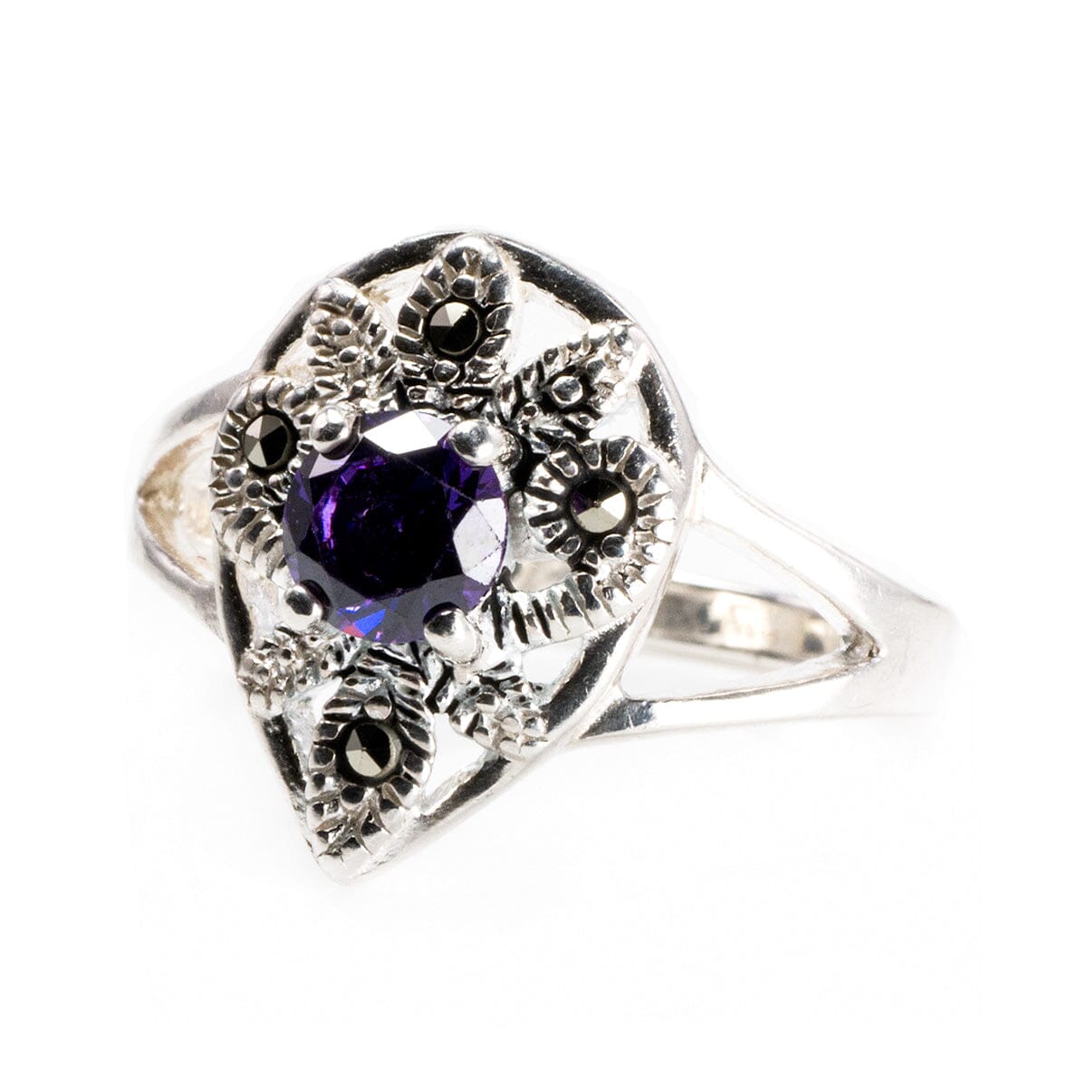 Great Lakes Boutique Silver &amp; Purple Cubic Zirconia Ring