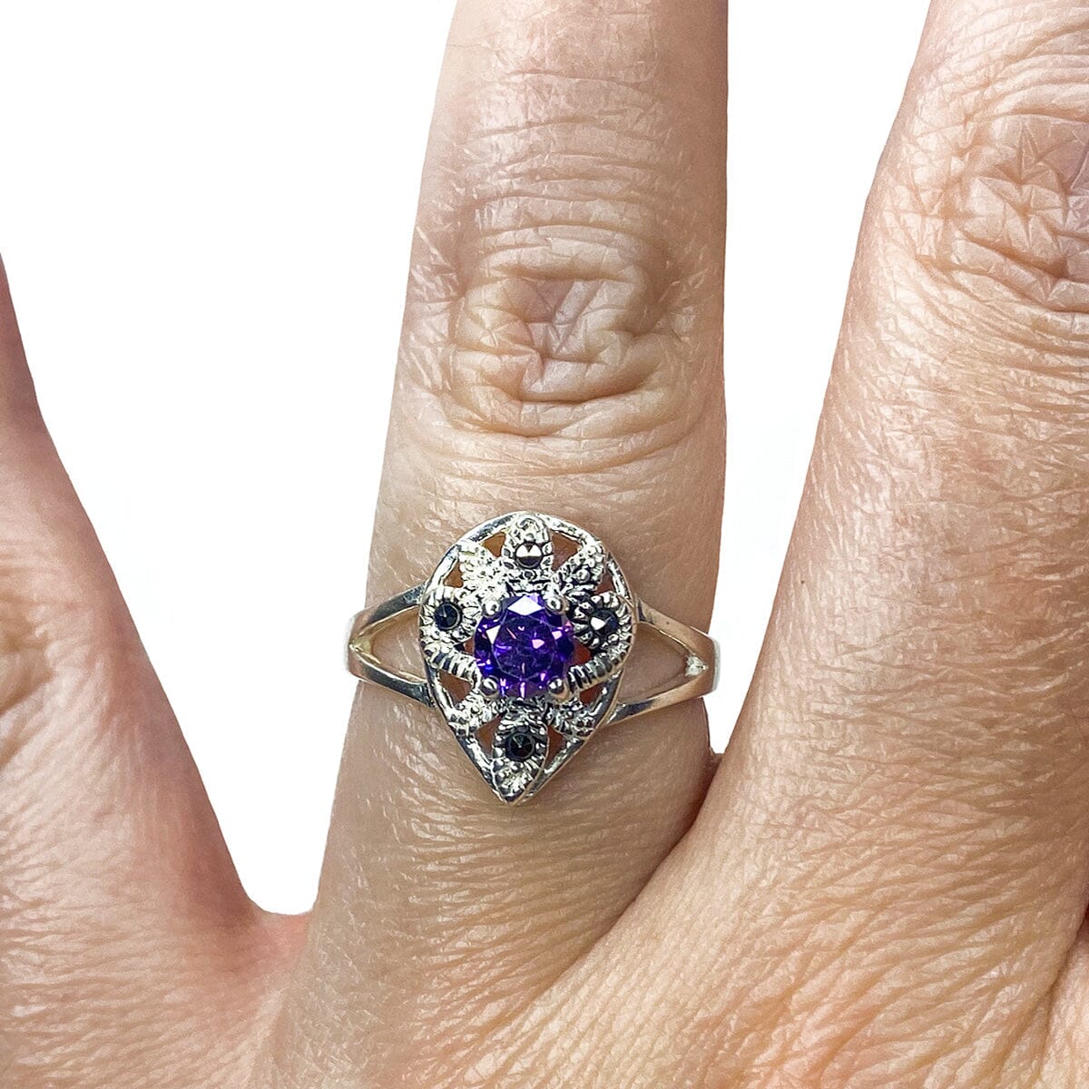 Great Lakes Boutique Silver &amp; Purple Cubic Zirconia Ring