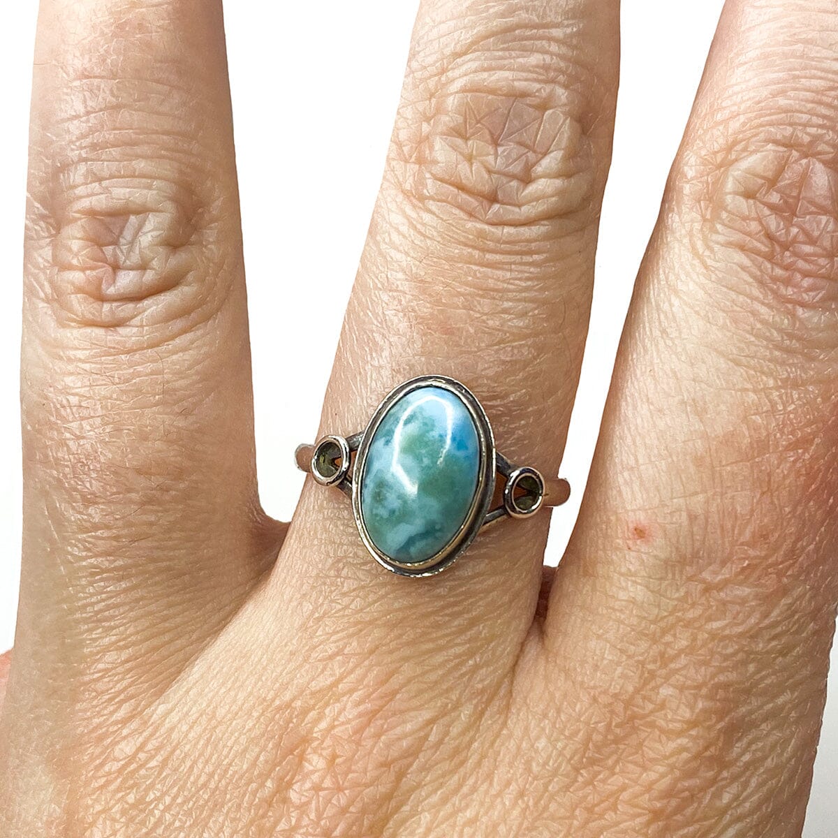 Great Lakes Boutique Handmade Silver &amp; Larimar Ring