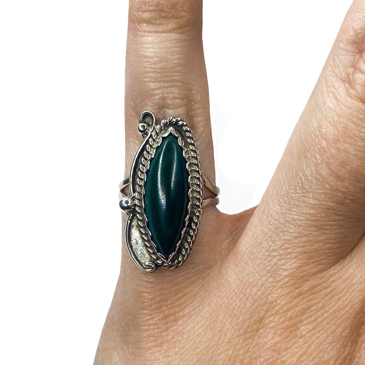 Great Lakes Boutique Native American Silver &amp; Malachite Ring