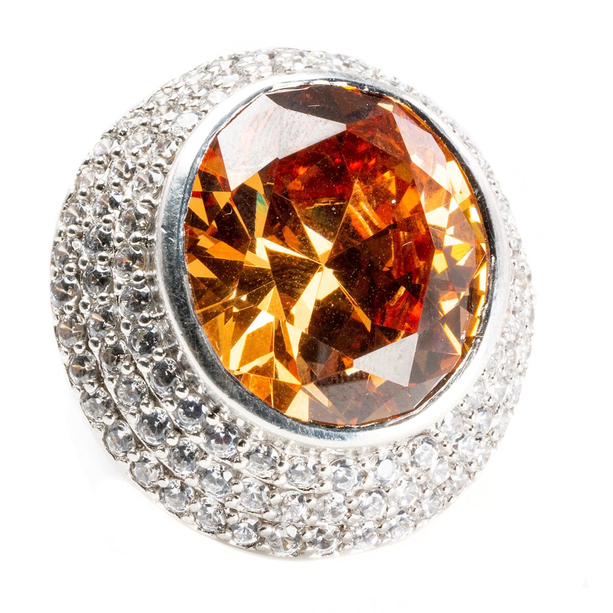 Great Lakes Boutique Silver Cocktail Ring with Cubic Zirconia