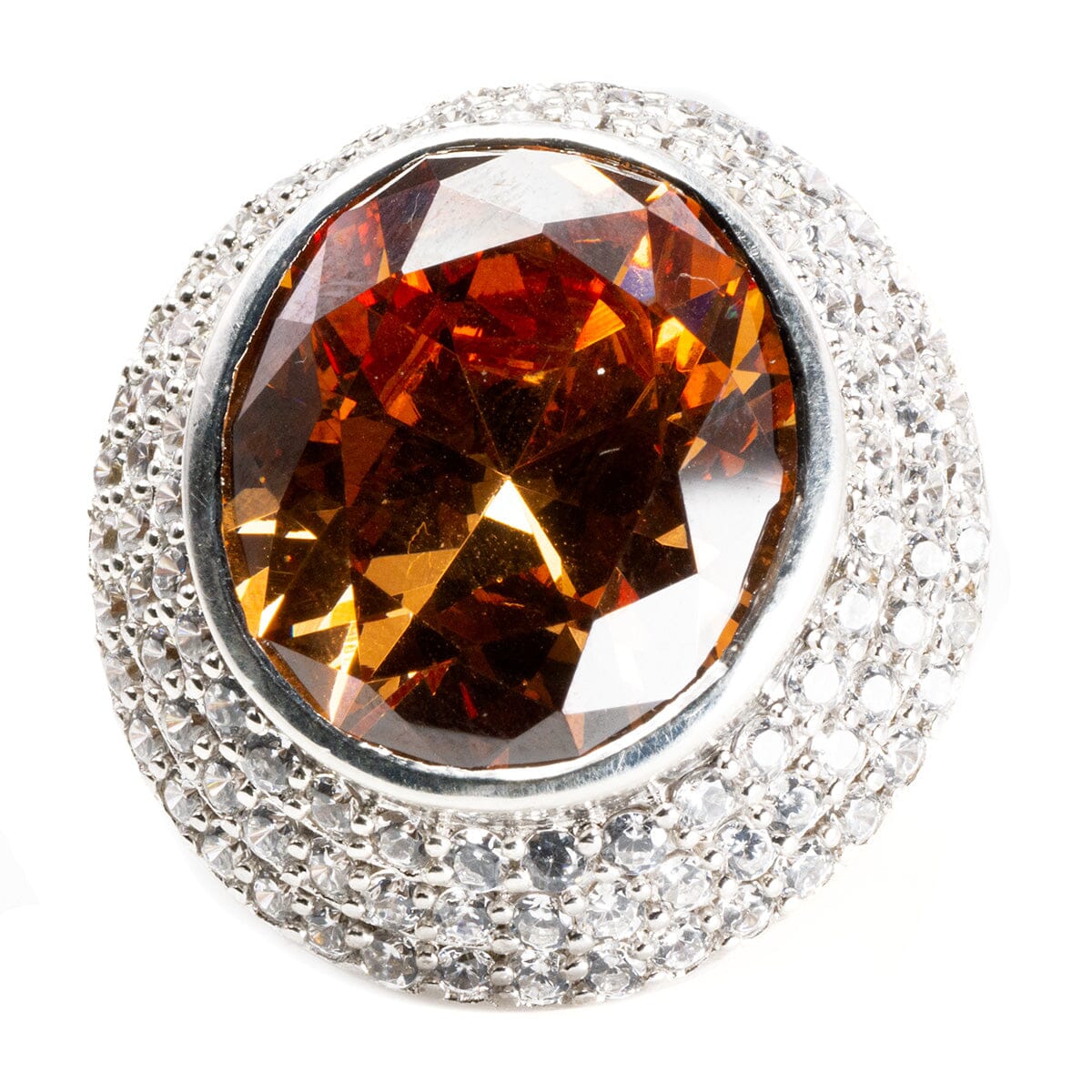 Great Lakes Boutique Silver Cocktail Ring with Cubic Zirconia