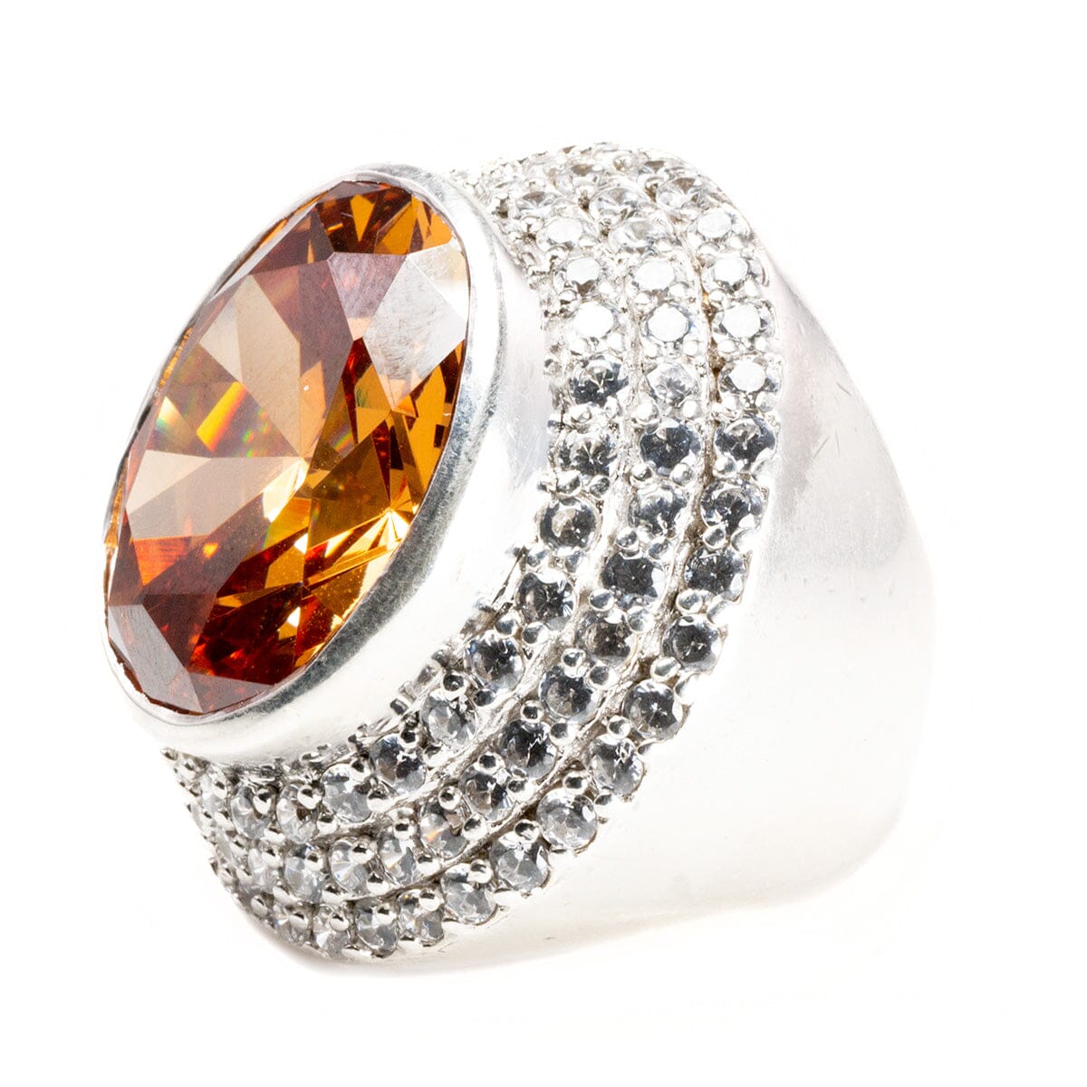 Great Lakes Boutique Silver Cocktail Ring with Cubic Zirconia