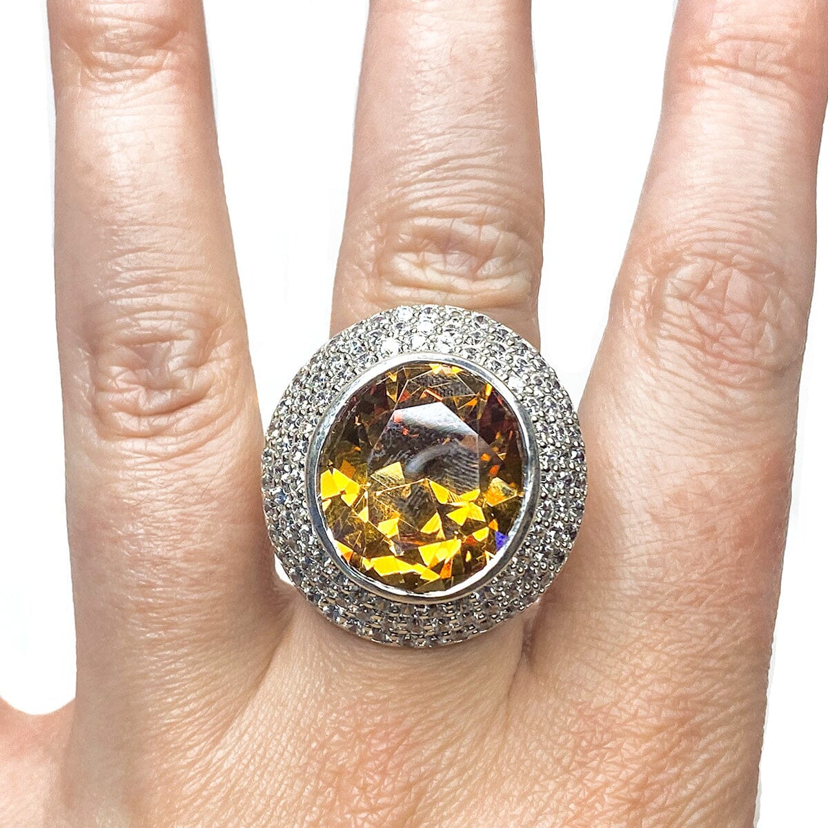 Great Lakes Boutique Silver Cocktail Ring with Cubic Zirconia