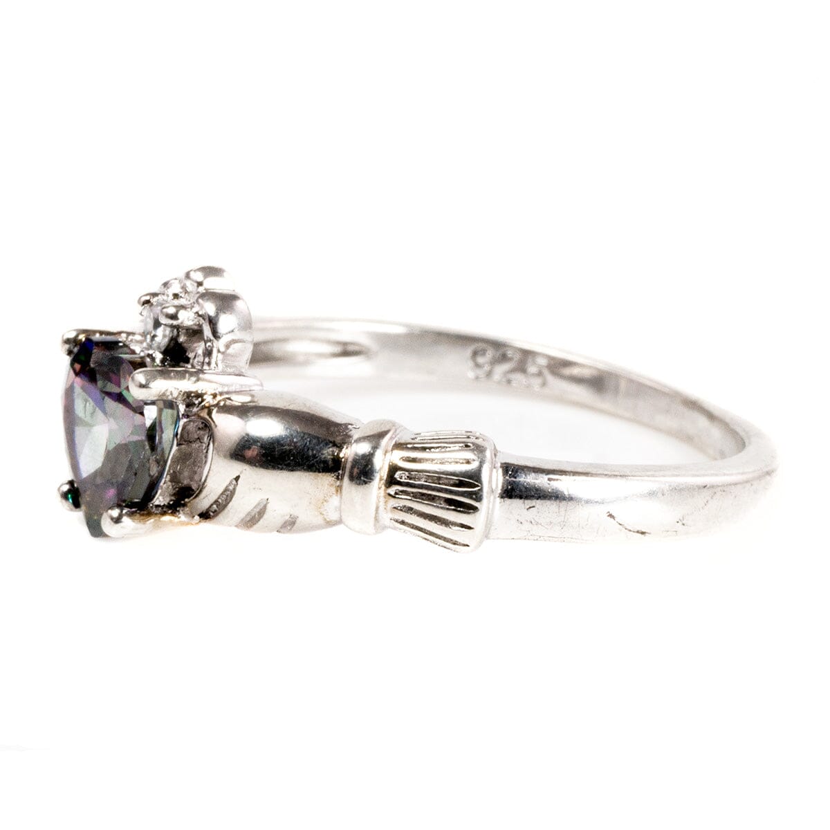 Great Lakes Coin Silver &amp; Mystic Topaz Claddagh Ring