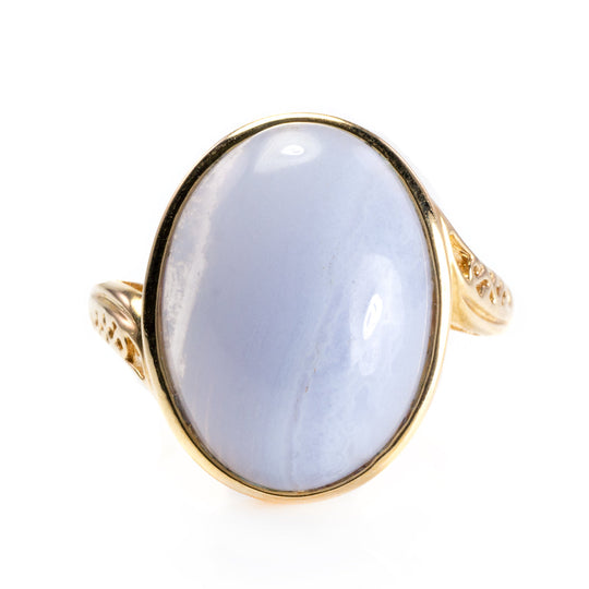 10 k Yellow Gold Blue Agate Ring