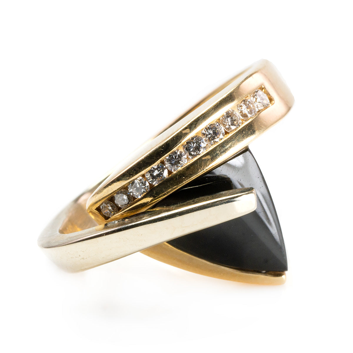 Great Lakes Boutique 14 k Yellow Gold Black Onyx &amp; Diamond Fashion Ring